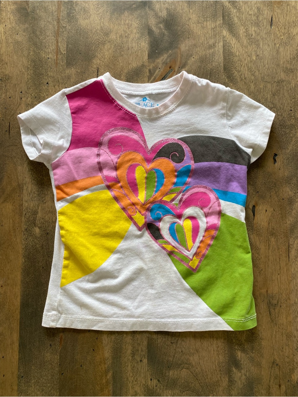 The Children's Place White Tee with Multicolor Heart Graphics